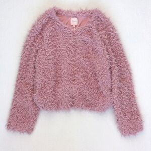 Candies Women’s Pink Faux Fur Soft Rayon Long Sleeve Zip Up Teddy Jacket L/XL
